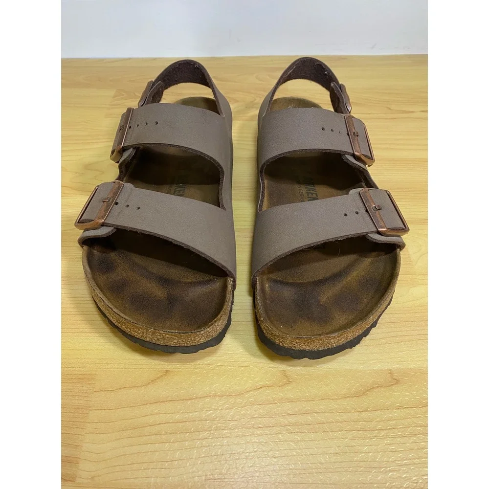 Birkenstock Milano Mocha Birkibuc Sandals Brown Backstrap Size 40 L9 M7